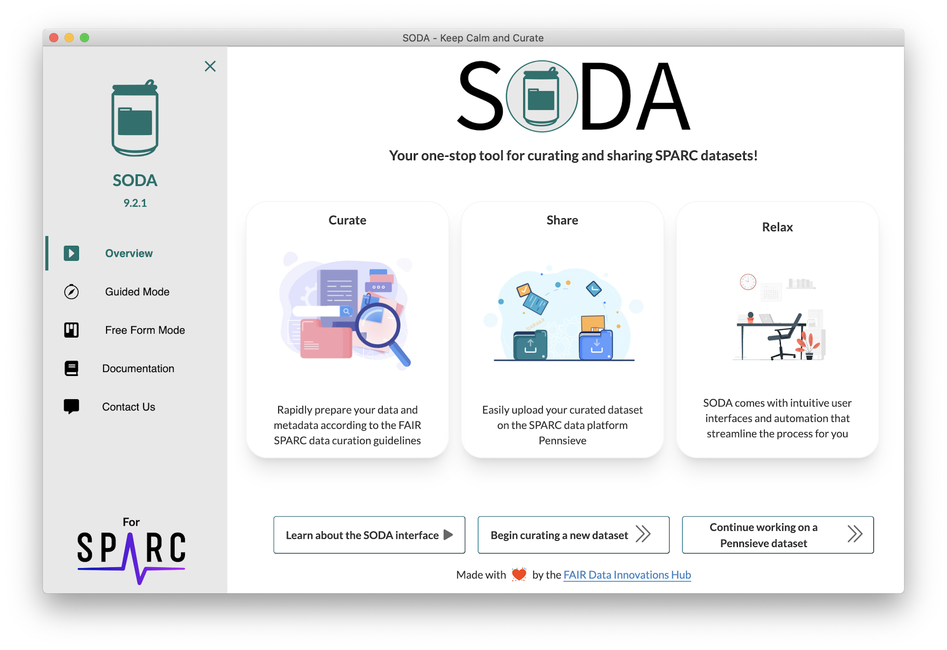 Screenshot of SODA for SPARC
